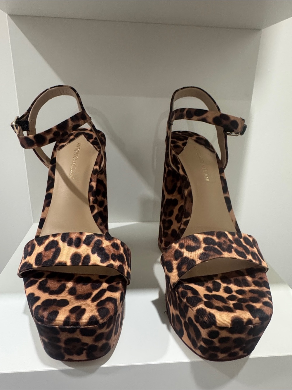 ANTONIO MELANI Leopard-Print Platform Sandals in Brown and Black